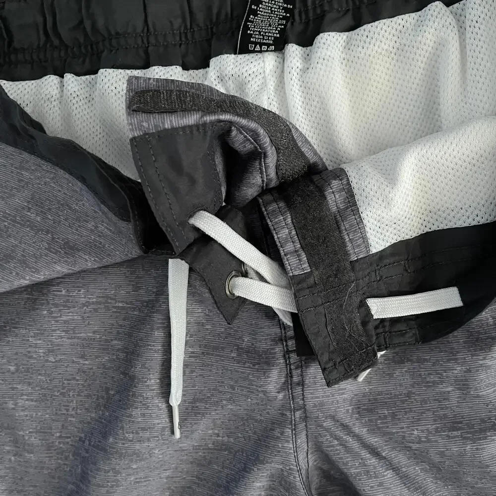 OP Ocean Pacific Mens 2XL Swim Trunks Board Shorts Gray Black Drawstring